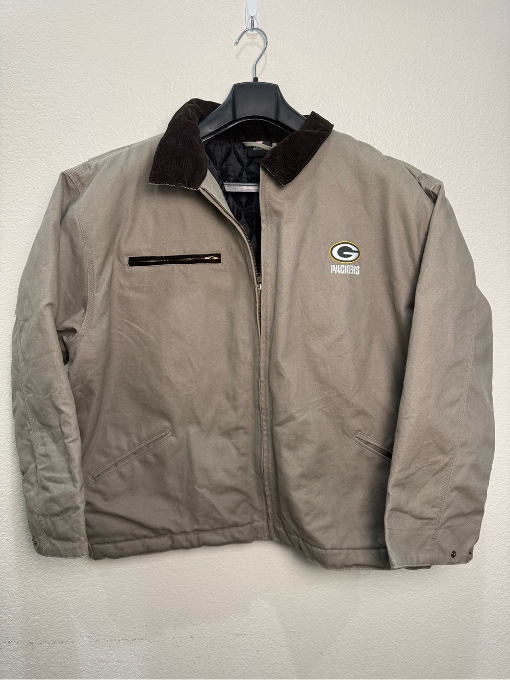 Green Bay Packers NFL Team Apparel Mens 2XL Canvas Quilted Work Jacket